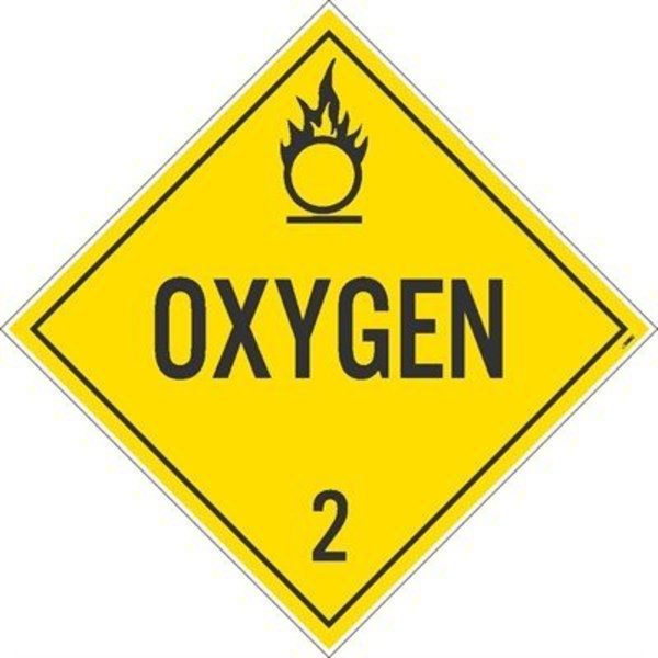 Nmc Oxygen 2 Dot Placard Sign, Material: Unrippable Vinyl DL7UV